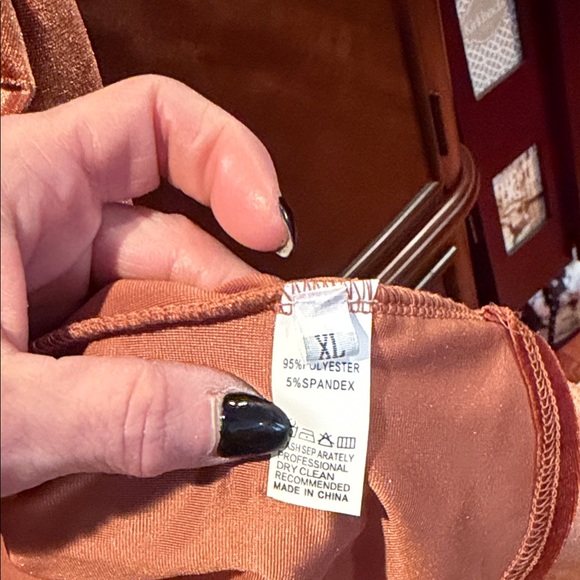 Velvet Button Down Shirt in Rust - Picture 3 of 4